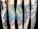 cover up tattoos_cinderella snake cherry blossoms coverup